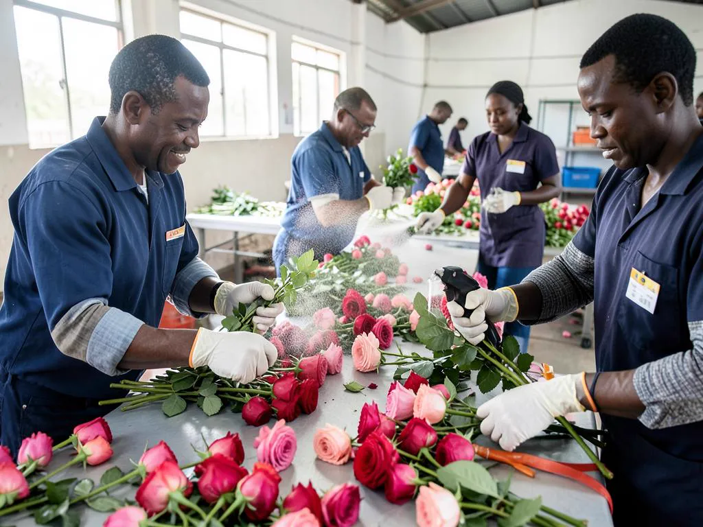 Quality inspection and grading of fresh cut flowers before export