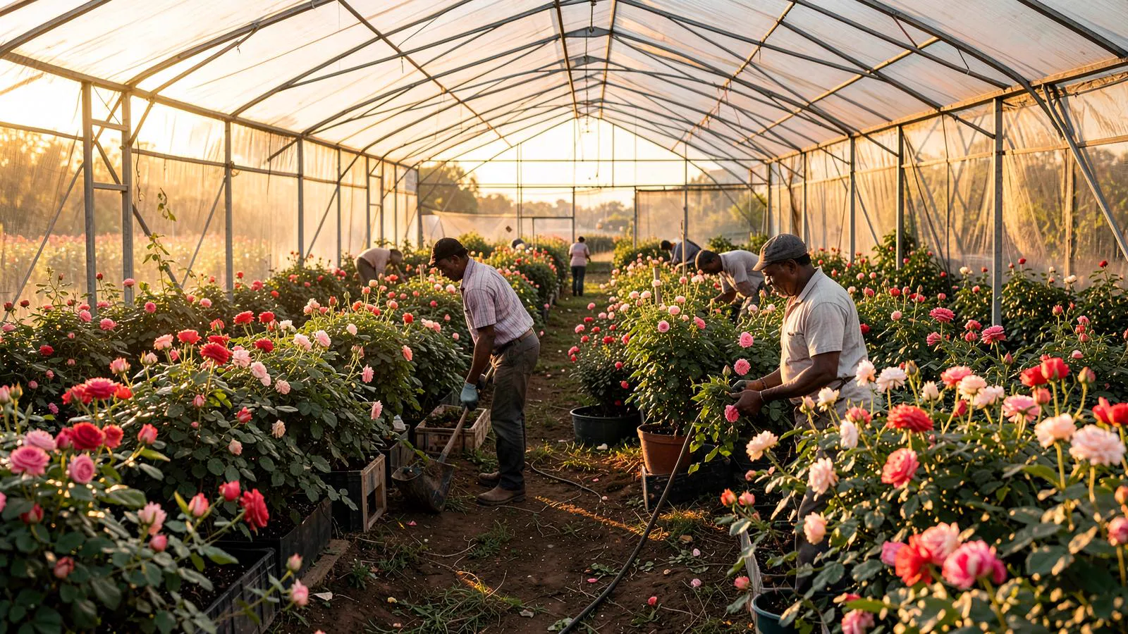 Kenyan farm growing fresh flowers, herbs and chillies for export