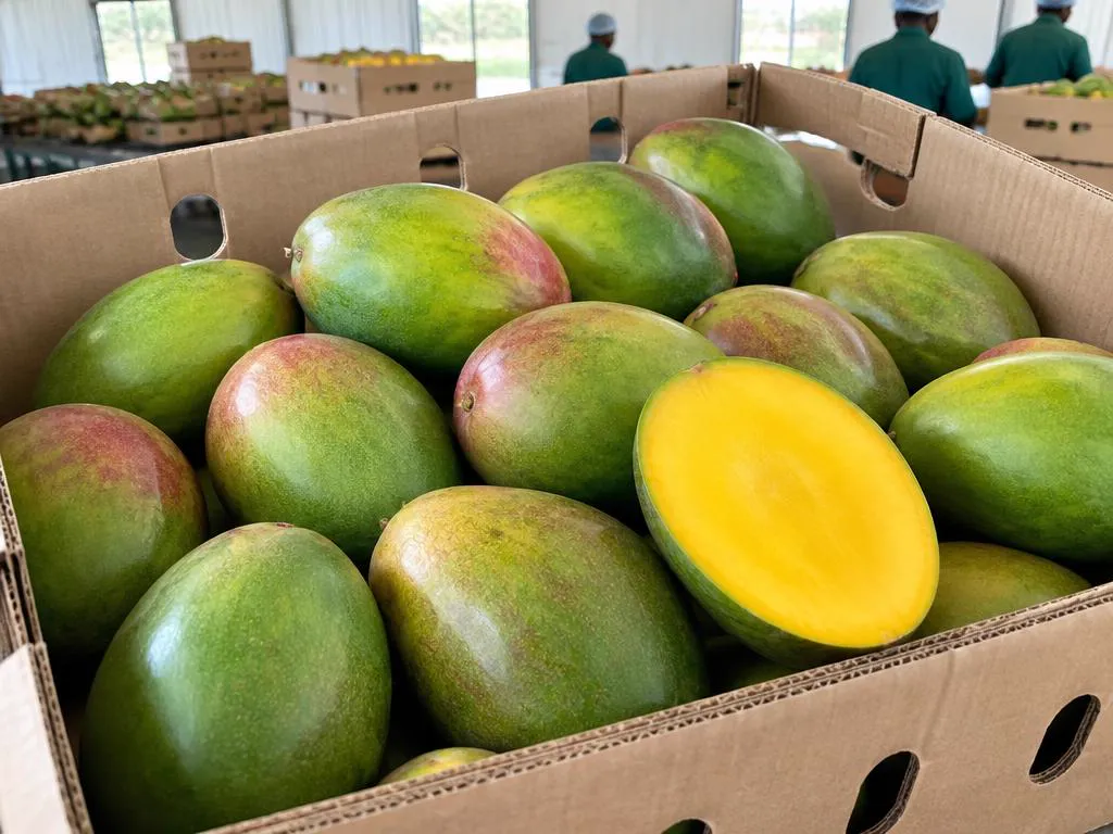 Fresh Kent mangoes grown and packed in Kenya for wholesale export